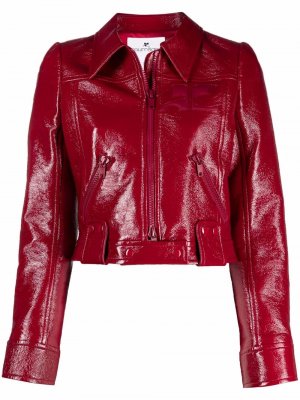 Укороченная куртка на молнии Courrèges. Цвет: красный