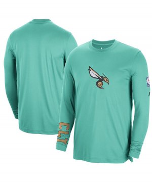 Мужская мятная рубашка Charlotte Hornets 2022/23 City Edition для разминки перед игрой с длинными рукавами стрельбы Nike