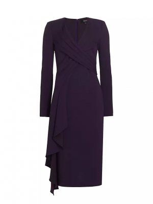 Плиссированное платье-футляр миди с поясом , фиолетовый Badgley Mischka