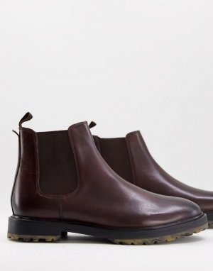 Коричневые кожаные ботинки челси с камуфляжным принтом на подошве James-Коричневый цвет WALK LONDON