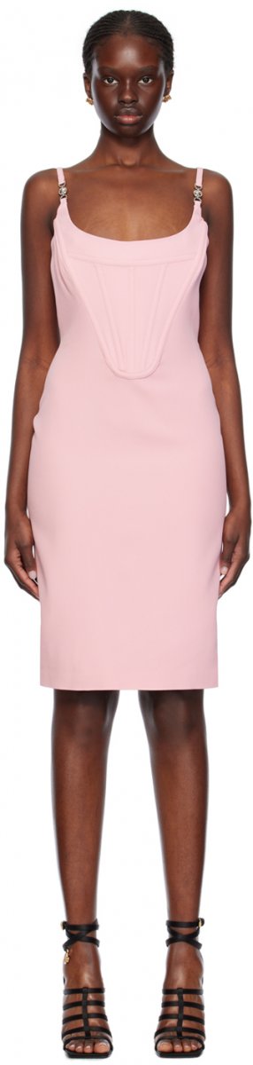 Розовое корсетное платье-миди Versace