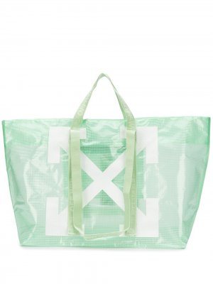 Большая сумка-тоут с логотипом Off-White. Цвет: зеленый
