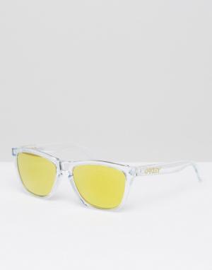 Солнцезащитные очки в квадратной оправе с зеркальными стеклами Oakley. Цвет: прозрачный