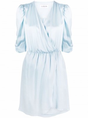 Платье с V-образным вырезом и сборками LANVIN. Цвет: синий