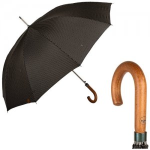 Зонт-трость , полуавтомат, купол 115 см., 10 спиц, деревянная ручка, черный M&P. Цвет: черный