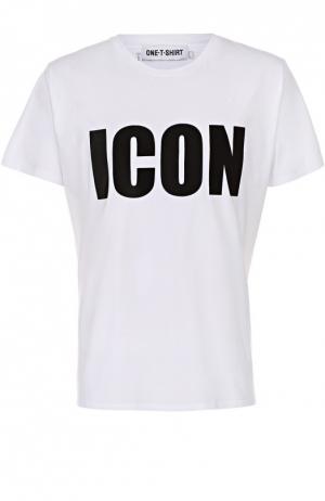 Хлопковая футболка c надписью One-T-Shirt. Цвет: белый