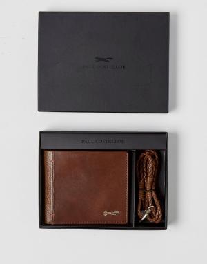 Кожаный бумажник и плетеный браслет Paul Costelloe. Цвет: рыжий