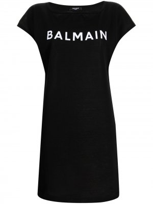 Футболка с логотипом Balmain. Цвет: черный