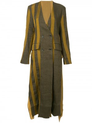 Двубортное пальто с полосками Uma Wang. Цвет: разноцветный