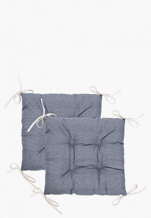 Подушка на стул Унисон Комплект подушек на стул с тафтингом квадратных (2 шт) 30004-10 Basic графит, 40х40 см. Цвет: голубой