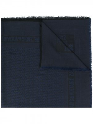 Жаккардовый шарф с логотипом Zadig&Voltaire. Цвет: синий