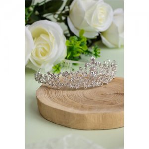 Свадебная диадема для невесты на бракосочетание- серебристая корона из кристаллов и страз, гребне с зубчиками мечта. Цвет: серебристый