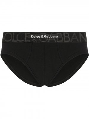 Трусы-брифы с логотипом Dolce & Gabbana. Цвет: черный