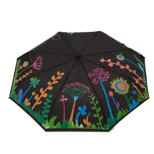 Зонт женский RDH-733817 черный/растения Raindrops