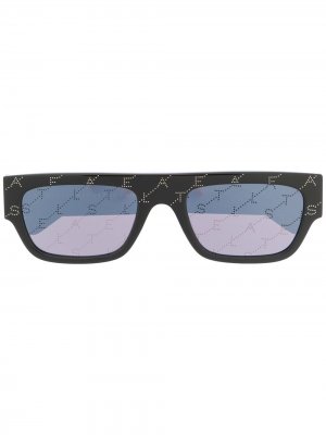 Солнцезащитные очки в прямоугольной оправе с логотипом Stella McCartney Eyewear. Цвет: черный