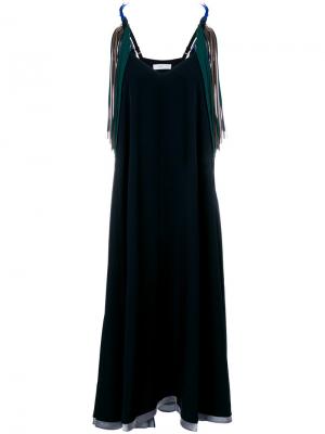 Расклешенное платье с V-образным вырезом Toga Pulla. Цвет: синий