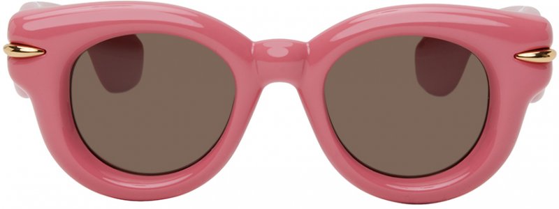 Розовые круглые завышенные солнцезащитные очки Loewe