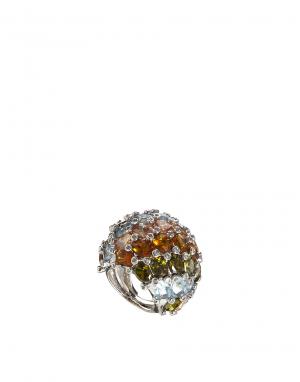 Нарядное кольцо с разноцветными камнями Kenneth Jay Lane. Цвет: мульти