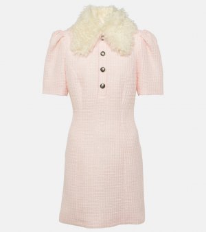 Твидовое мини-платье с пайетками и воротником , розовый Alessandra Rich