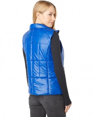 Утепленный жилет Shiny Nylon Puffer Vest, цвет Navy Metallic Avec Les Filles