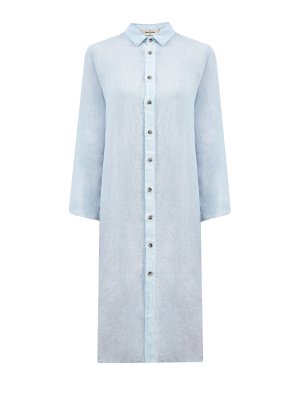 Легкое платье-рубашка из льняной ткани GRAN SASSO. Цвет: голубой