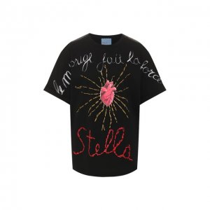 Хлопковая футболка Stella Jean. Цвет: чёрный