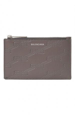 Кожаный футляр для кредитных карт Balenciaga. Цвет: серый