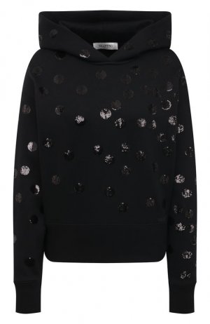 Хлопковое худи Valentino. Цвет: чёрный