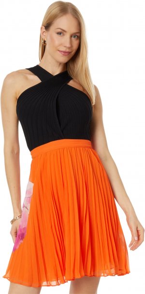 Плиссированное платье Amariee с перекрестным передом и вязаным лифом , цвет Bright Orange Ted Baker