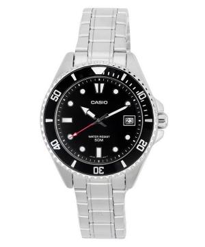 Стандартные аналоговые кварцевые мужские часы из нержавеющей стали с черным циферблатом MDV-10D-1A1 Casio