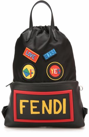 Текстильный рюкзак с контрастной отделкой Fendi. Цвет: черный