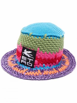 Crochet-knit logo hat ETRO. Цвет: синий