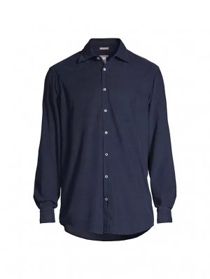 Рубашка из однотонной ткани Genova , синий Massimo Alba