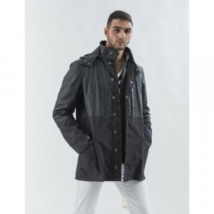 Куртка-рубашка демисезонная, силуэт прямой, капюшон, карманы, водонепроницаемая, внутренний карман, съемная подкладка, съемный ветрозащитная, герметичные швы, утепленная, размер 62, черный GF Ferre. Цвет: черный