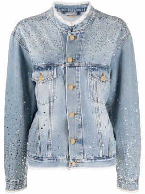 Джинсовая куртка с кристаллами Alexandre Vauthier. Цвет: синий