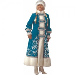 Карнавальный костюм «Снегурочка», шуба с аппликацией, шапка, парик косами, р. 44-48 Батик. Цвет: синий