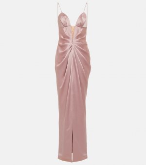 Атласное платье с драпировкой , розовый Rasario