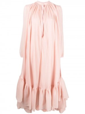 Платье с оборками и длинными рукавами Alexander McQueen. Цвет: розовый