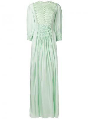 Длинное платье с вышивкой Ermanno Scervino. Цвет: зелёный