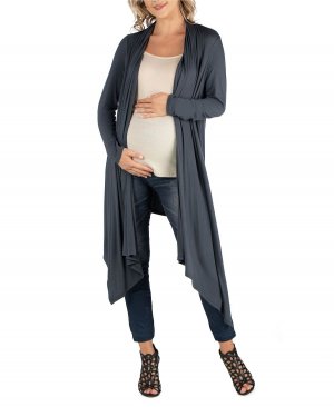 Открытый кардиган для беременных длиной до колена с длинными рукавами 24seven Comfort Apparel, серый Apparel