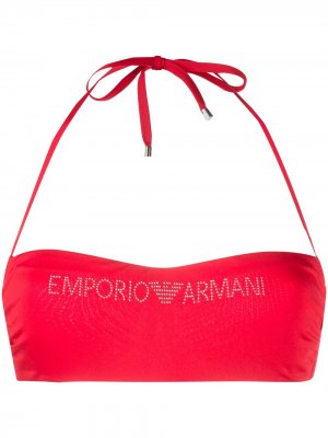 Лиф-бандо с логотипом и заклепками Emporio Armani. Цвет: красный