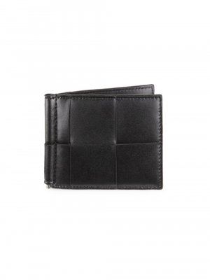 Кожаный бумажник Intrecciato в два сложения , черный Bottega Veneta