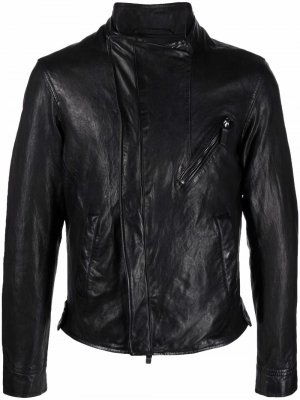 Off-center zip short biker jacket Emporio Armani. Цвет: черный