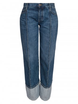 Плиссированные джинсы с подвернутыми манжетами , синий Bottega Veneta