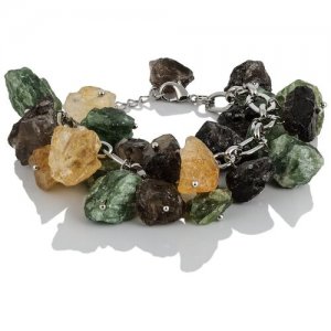 Женский браслет гроздь на руку с природными камнями хризоберилла, раухтопаза и цитрина L'ATTRICE
