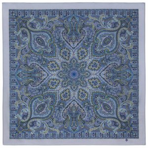 Платок ,125х125 см, голубой, синий Павловопосадская платочная мануфактура. Цвет: фиолетовый/синий