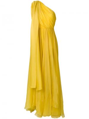 Драпированное длинное платье на одно плечо Maria Lucia Hohan. Цвет: жёлтый и оранжевый