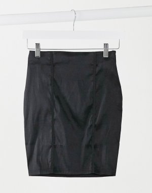 Черная атласная облегающая мини-юбка от комплекта -Черный NaaNaa