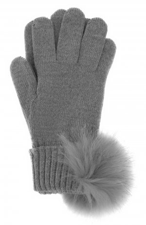 Шерстяные перчатки с помпоном Moncler Enfant. Цвет: серый