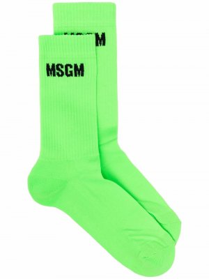 Носки вязки интарсия с логотипом MSGM. Цвет: зеленый